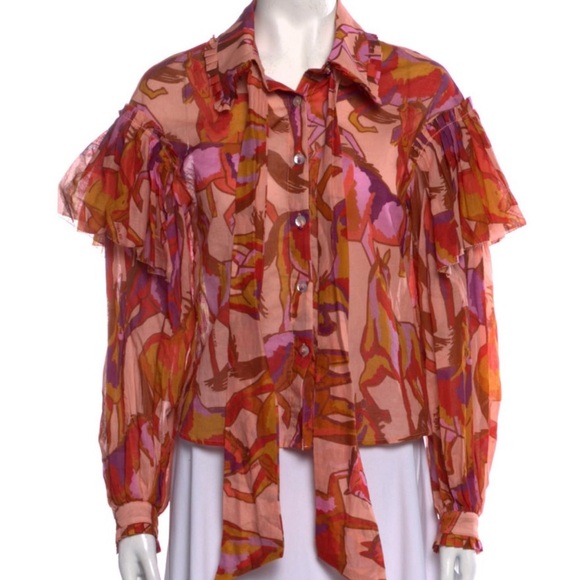 Vibrant Multicolor Ruffled Blouse - Picture 7 of 11